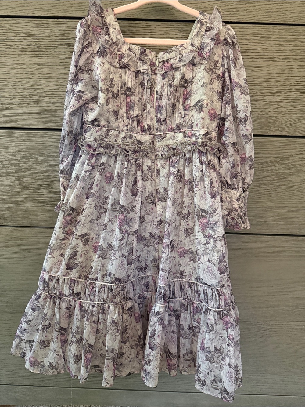 Ivy City Co Mini (Girls) Lavender and Pink Floral Ruffle Tiered Dress - Picture 3 of 7